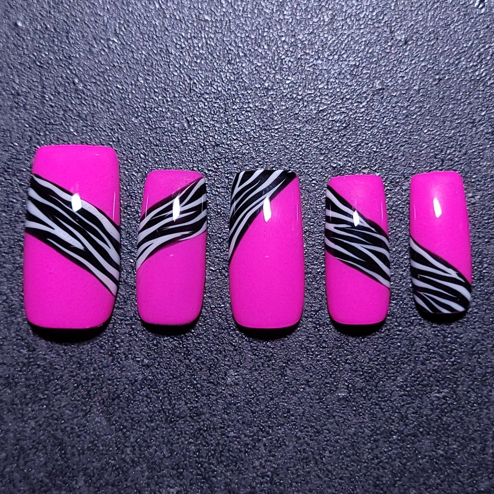 Vibrant Pink Zebra Press-On Nails